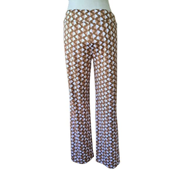 J McLaughlin Carmel Catalina Cloth Pants Medium Straight Wide Leg Brown Retro - Picture 5 of 9